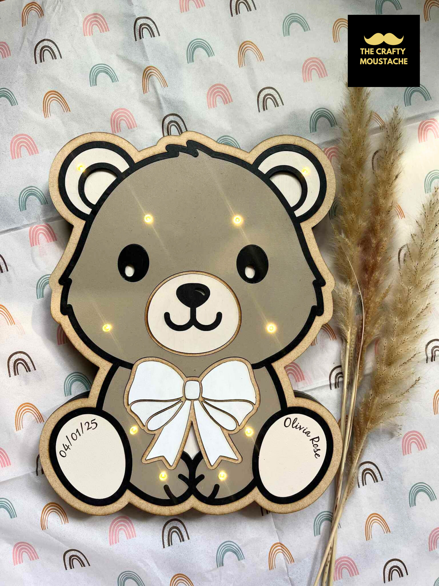 The Everglow Bear (Night Light) - Custom Engraved Paw Prints