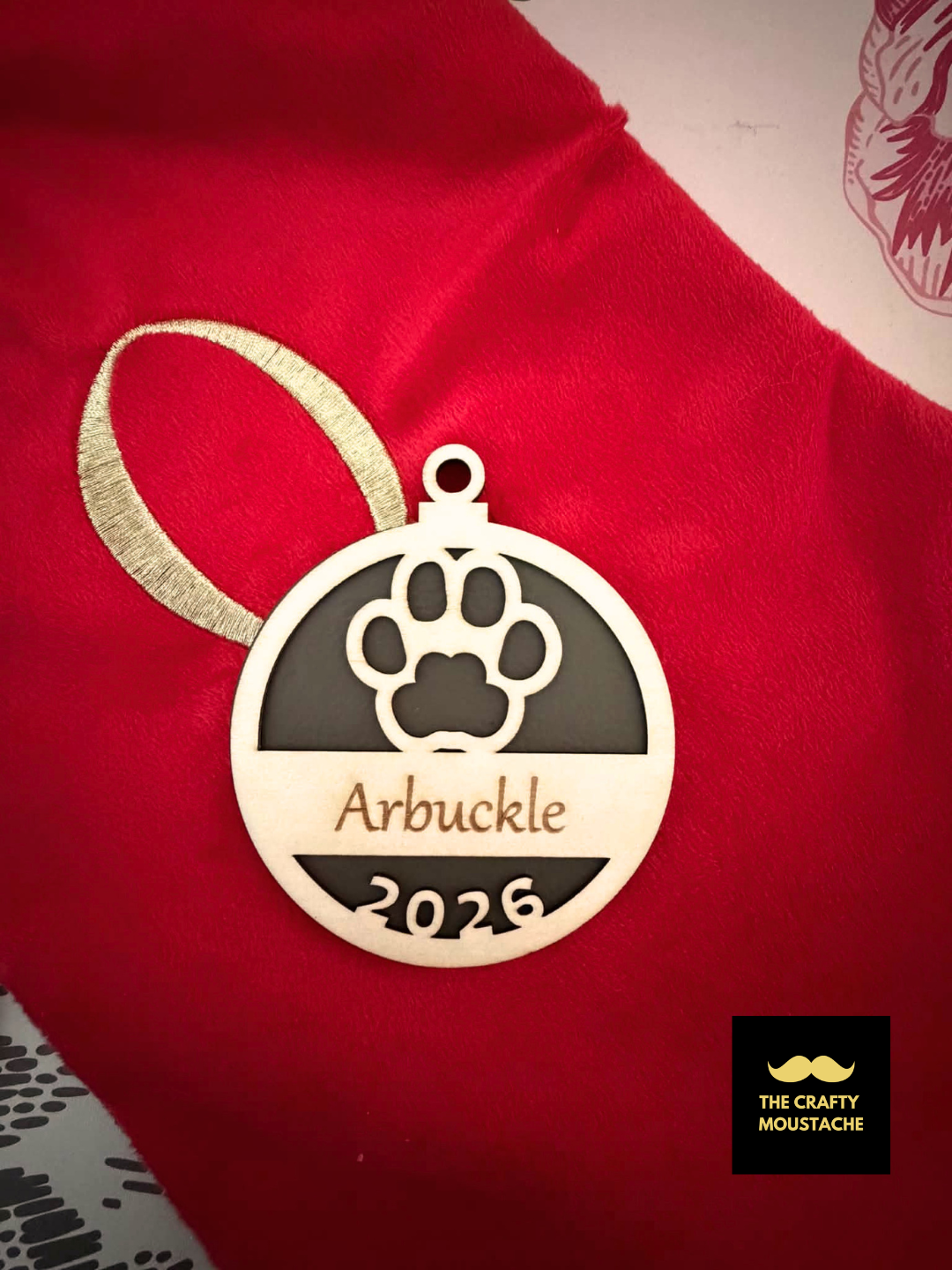 Custom Pet Paw Print Name Bauble