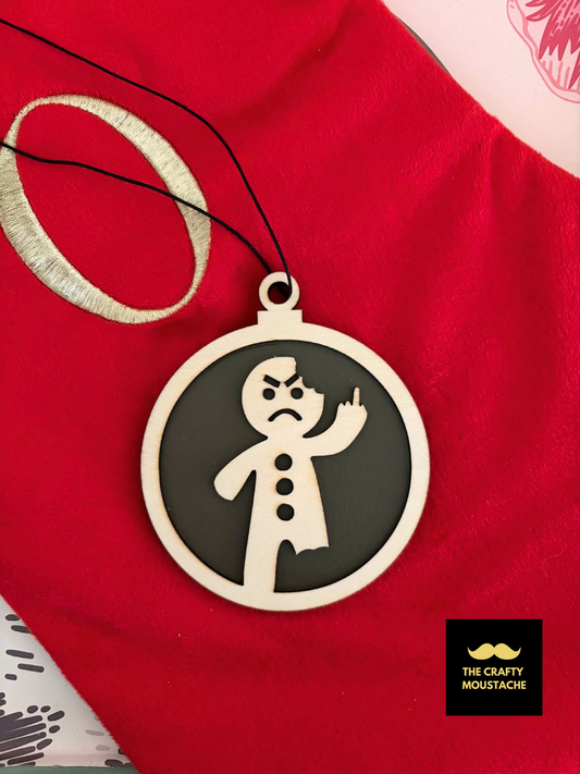 Grumpy Gingerbread Man Bauble